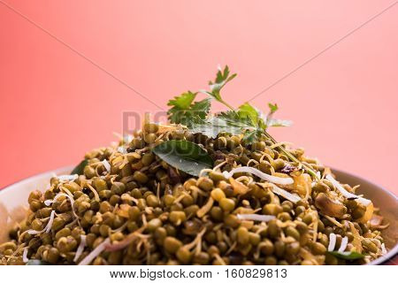 dry and simple moong dal usal or healthy sprouted Green gram spicy usal, fried in oil