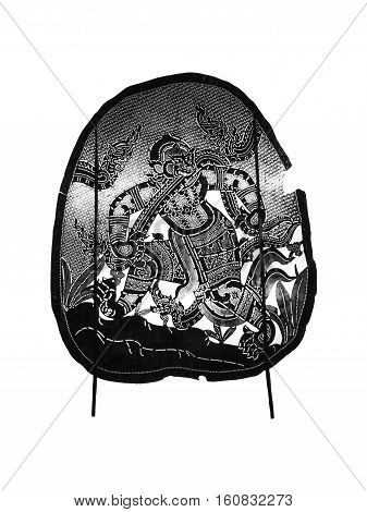 Closed up Thai ancient shadow play - Shadow puppet