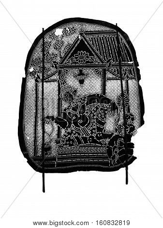 Closed up Thai ancient shadow play - Shadow puppet