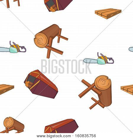 Sawmil and timber pattern. Cartoon illustration of sawmil and timber vector pattern for web