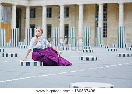 Eautiful Young Woman In Palais Royal In Paris