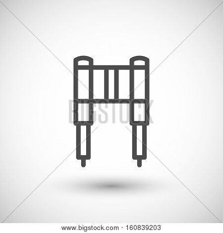 Motorcycle fork line icon isolated on grey. Vector illustration