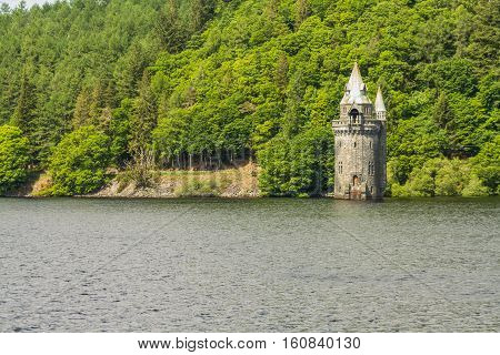Lake Vyrnwy Reservoir And Straining Tower.