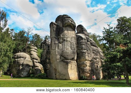 Adrspach, Czech Republic - August 10,2010: Rocks in the national park of Adrspach. Rocky town in Adrspach - National Nature Reserve in the Czech Republic