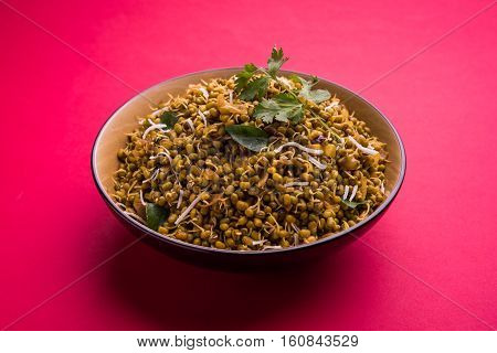dry and simple moong dal usal or healthy sprouted Green gram spicy usal, fried in oil