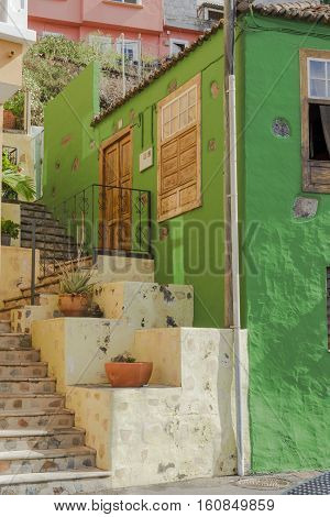 Picturesque building with stairs in Tazacorte La Palma