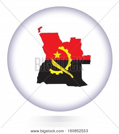 Angola map button with national flag. vector illustration