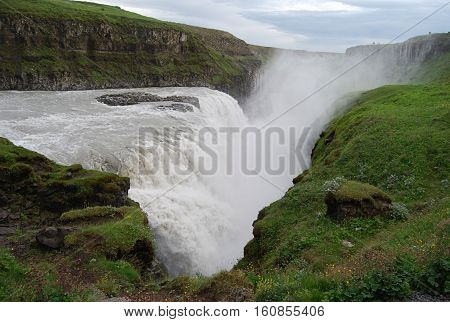 Gullfoss waterfall. Wonderful landscape, Golden circle. Iceland