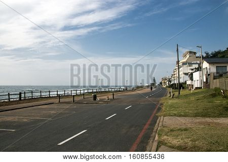 Beachfront Buildings And  Blue Cloudy Skyline At Umdloti Beach