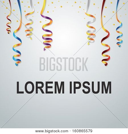 Serpentine Vector illustration Template of decorative background with blue purple red and yellow serpentine and gold confetti
