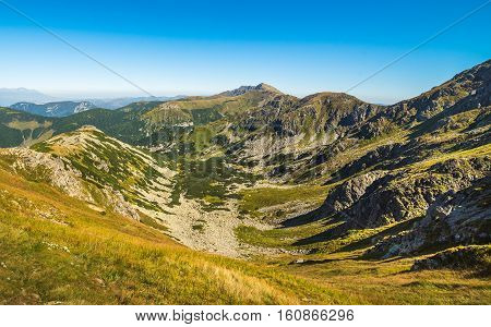 Valley and Mountain Landscape. Under Chopok Mount with Dumbier Mount in Background. Low Tatras Slovakia.