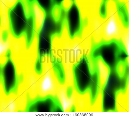 Seamless abstract background in green, yellow and white spots and lines, holes and blots with long tails and meek, gentle and spirited