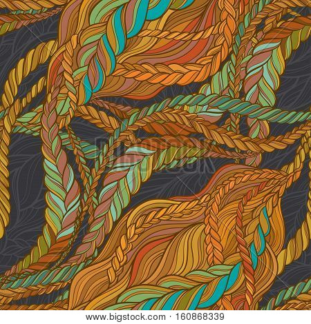 vector color seamless pattern with braid hair