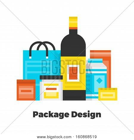 Package Design Flat Icon. Material Design Illustration Concept. Modern Colorful Web Design Graphics. Premium Quality. Pixel Perfect. Bold Line Color Art. Unusual Artwork Isolated on White.
