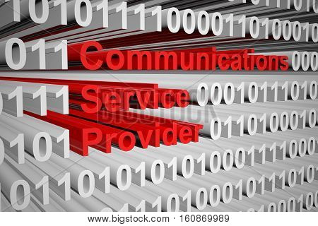 communications service provider in the form of binary code, 3D illustration
