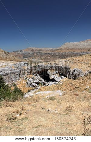 A natural stone bridge in Kfardebian, Lebanon.