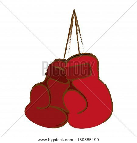boxing gloves haning icon over white background. sport equipment concept. colorful design. vector illustration