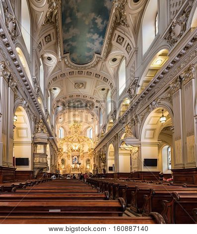 Sanctuary in Catedral-Basilica of Notre-Dame de Quebec in Quebec City Quebec Canada