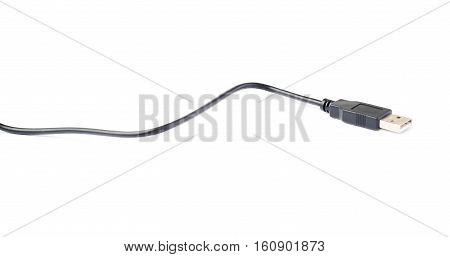 Black USB cable isolated over white background