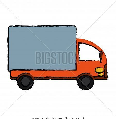 drawing truck mini delivery cargo vector illusration eps 10