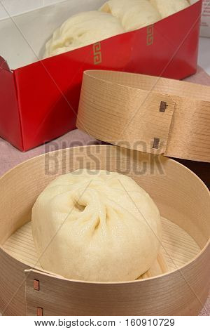 Steamed Chinese Manju famous for souvenirs in Osaka
