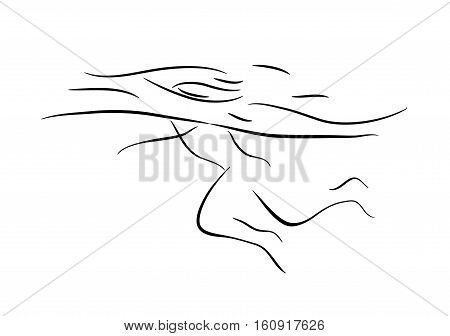 Part of swimmer's body under the water in the pool. Illustration. Eps 8