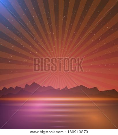 Illustration of Retro Music Poster Cover. 1980s Neon Poster Retro Disco 80s Background made in Tron style with Flares, Stars