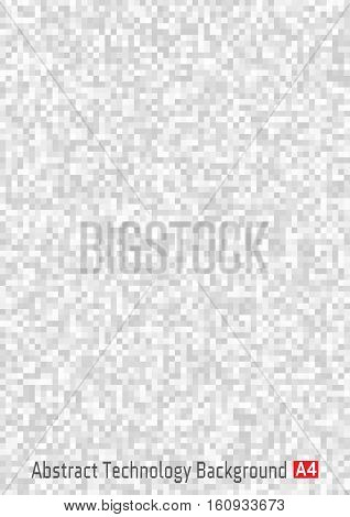 Abstract Gray Pixel Vertical Technology Background, A4 Format.