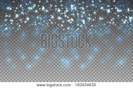 Blue Christmas ligthts and snowflakes background. Vector illustrations.