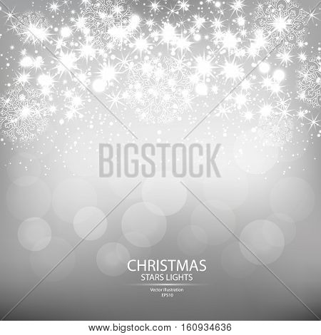 Christmas ligthts and snowflakes background. Vector illustrations.