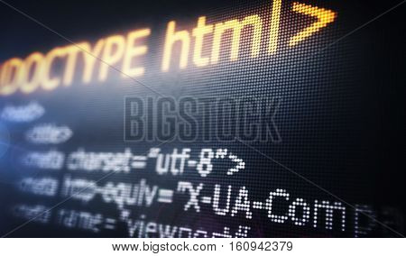 Code HTML; web programming software background; 3D illustration