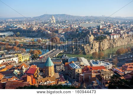 The Panoramic View Of Tbilisi, Sameba, Metekhi,  Autumn, Georgia, Europe