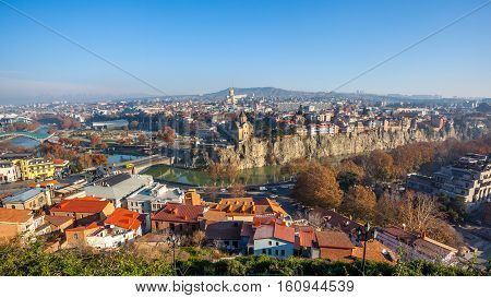 The Panoramic View Of Tbilisi, Sameba, Metekhi,  Autumn, Georgia, Europe