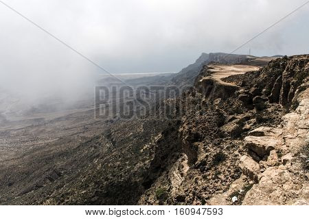 Highest point Jabal Samhan mountain viewpoint in Dhofar mountains Oman 8