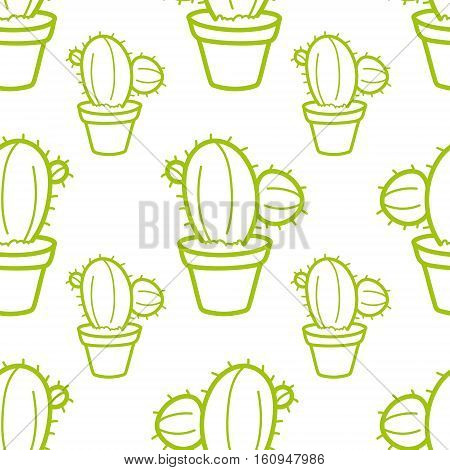 Cactus Seamless pattern with cacti Hand-drawn background Vector