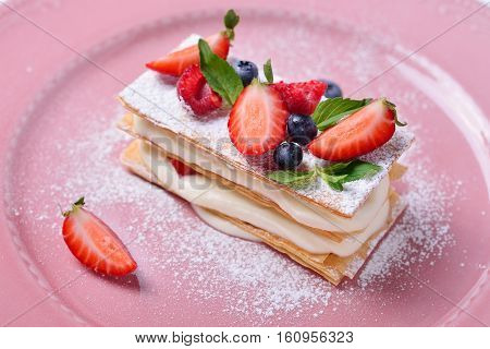 A delicious slice of cake Italian Napoleon Milfey