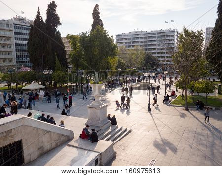 People Walking In Syntagma Square, Athens