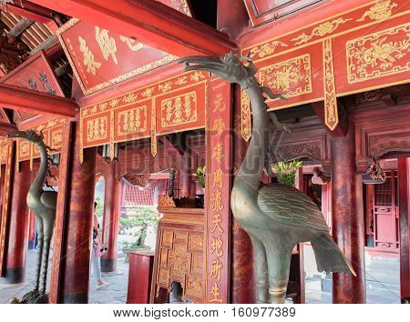Vietnam, Hanoi - October 21, 2016: Temple of Literature, the van Mieu, in the centre of Hanoai