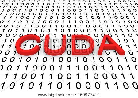 CUDA in the form of binary code, 3D illustration