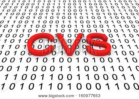 CVS system as binary code 3D illustration