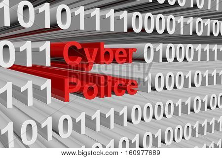 Cyber Police in the form of binary code, 3D illustration