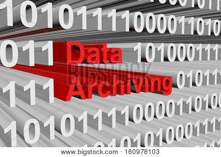 data archiving is presented in the form of binary code 3d illustration