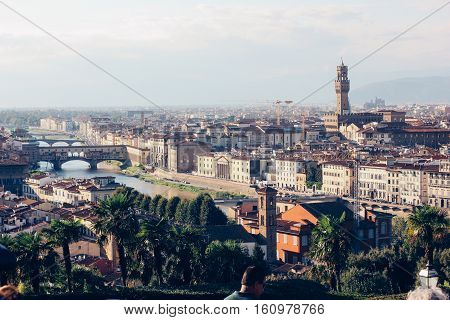 View of the city Florence, Italy. Cathedral and Tower