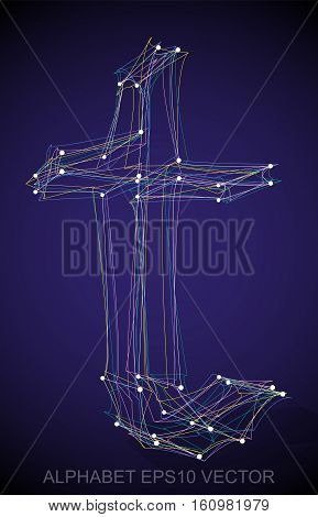 Abstract illustration of a Multicolor sketched T with Transparent Shadow. Hand drawn 3D T for your design. EPS 10 vector illustration.