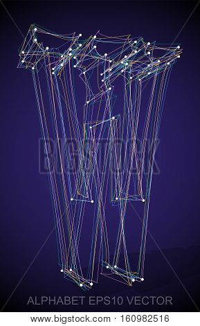 Abstract illustration of a Multicolor sketched W with Transparent Shadow. Hand drawn 3D W for your design. EPS 10 vector illustration.
