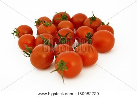 On white & copy space fresh healthy cherry tomatoes stock pictures