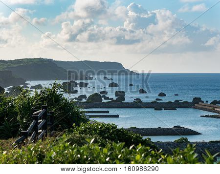 Cape of Higashi Henna Zaki of Miyako Island in Okinawa, Japan.