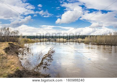 The spring flood on the river Berd. Novosibirsk oblast a district of Old Iskitim Siberia Russia