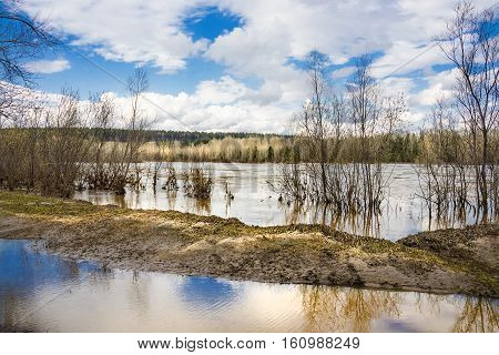 The spring flood on the river Berd. Novosibirsk oblast a district of Old Iskitim Siberia Russia