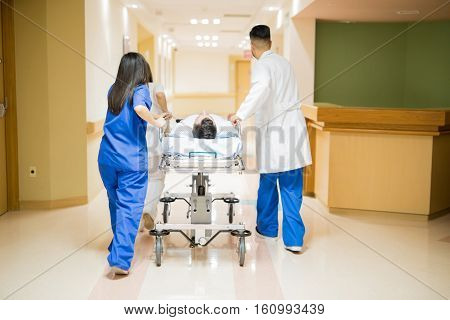 Patient Being Transported In A Hospital